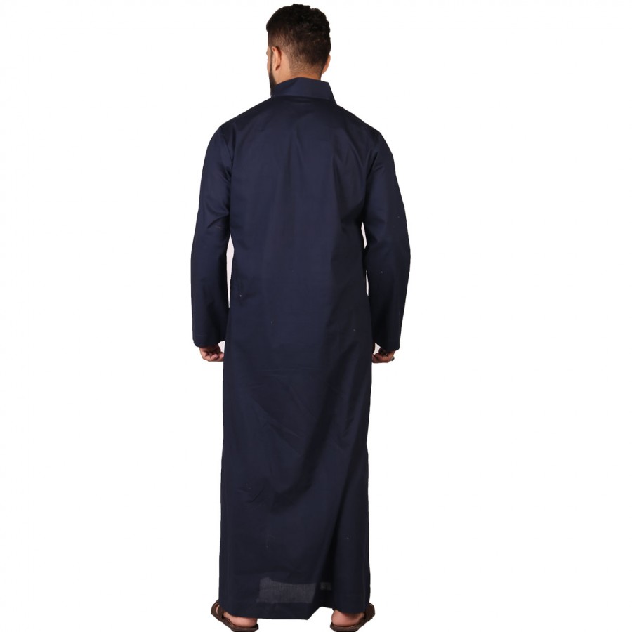 Comfortable Navy Blue Cotton Thobe / Jubba For Men ZE-003